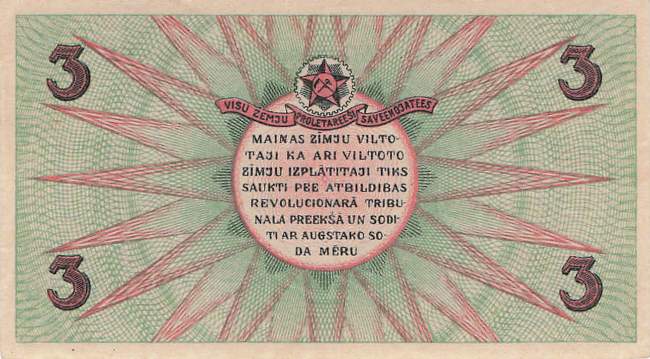 Lettland pr2 3 Rubli 1920